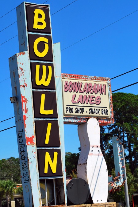 vintage bowling sign