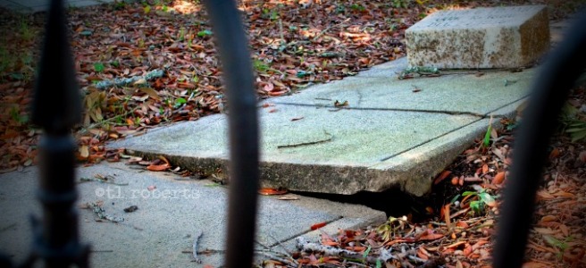 broken grave ledger marker